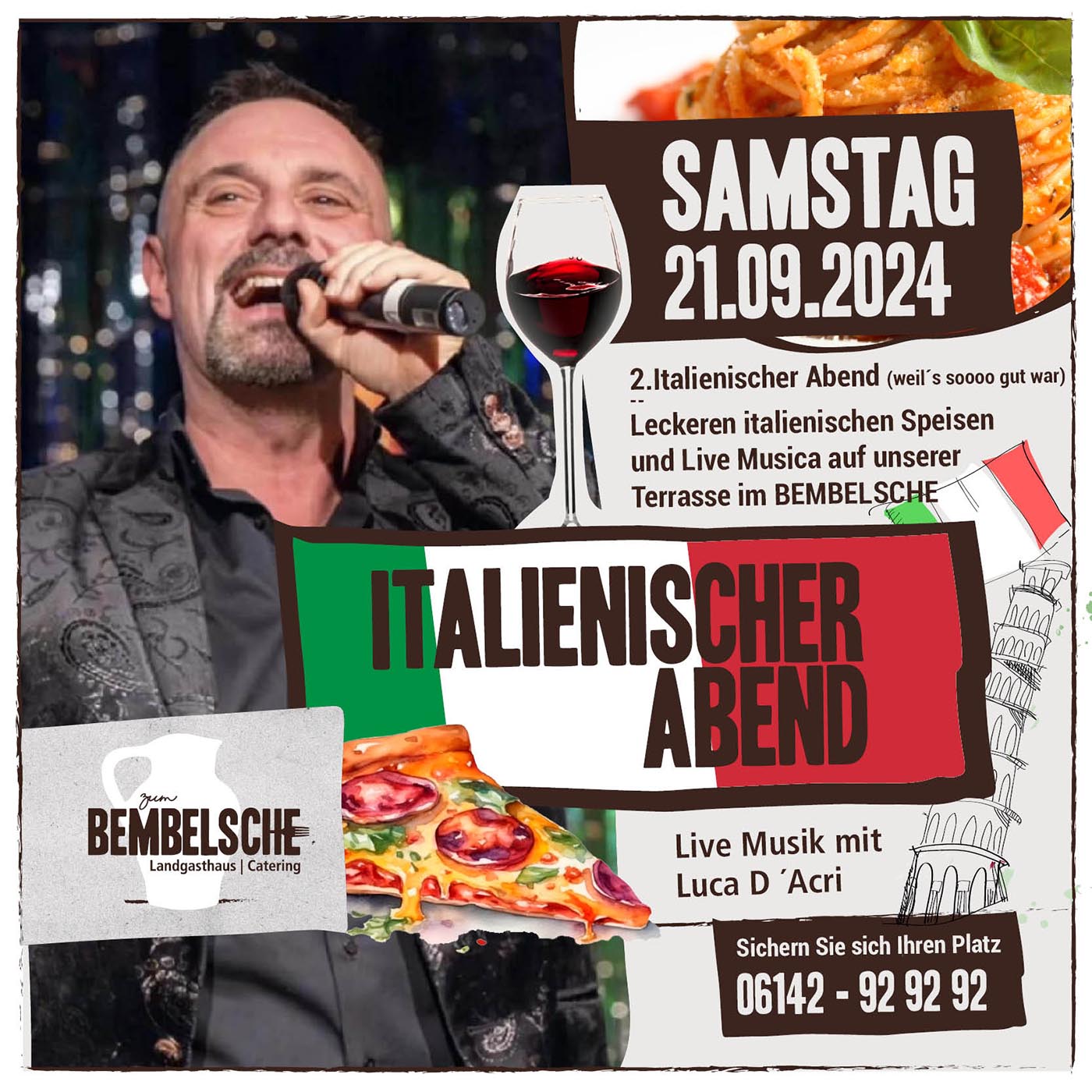 Bembelsche Event - Flyer italienischer Abend 21.09.2024