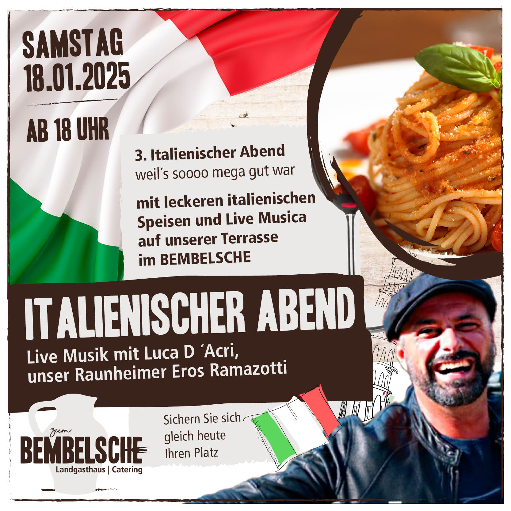 Bembelsche Event - Flyer italienischer Abend 18.01.2025