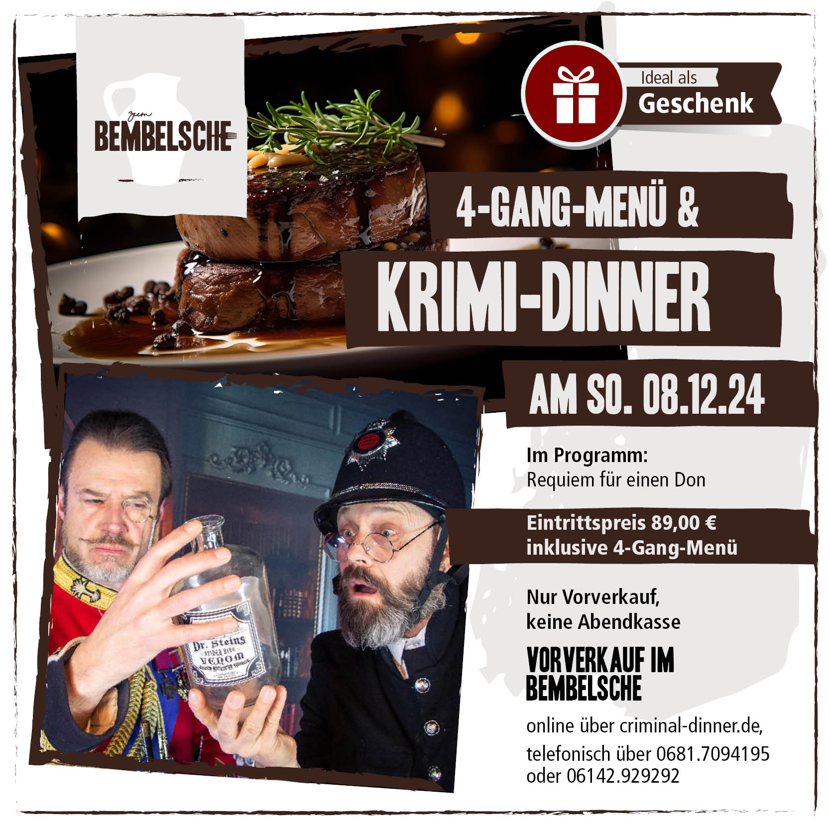 Flyer Krimidinner im Bembelsche am 08.12.2024